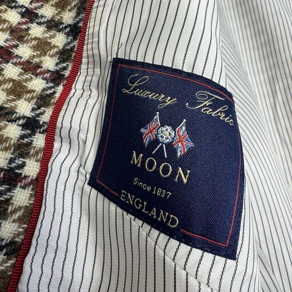 Brooks Brothers Red Fleece Wool Blazer Jacket Size 12 Houndstooth Gold Buttons - Picture 7 of 12